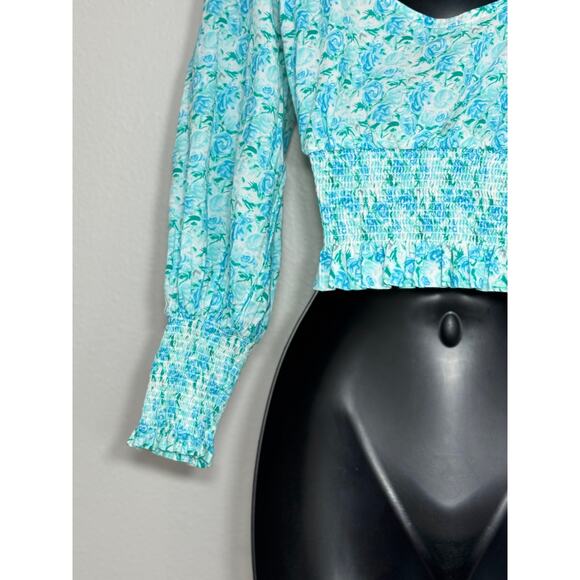 RIXO London Helena Top Blouse Smocked Puff Sleeve Coquette Cottage, XS - Picture 7 of 10